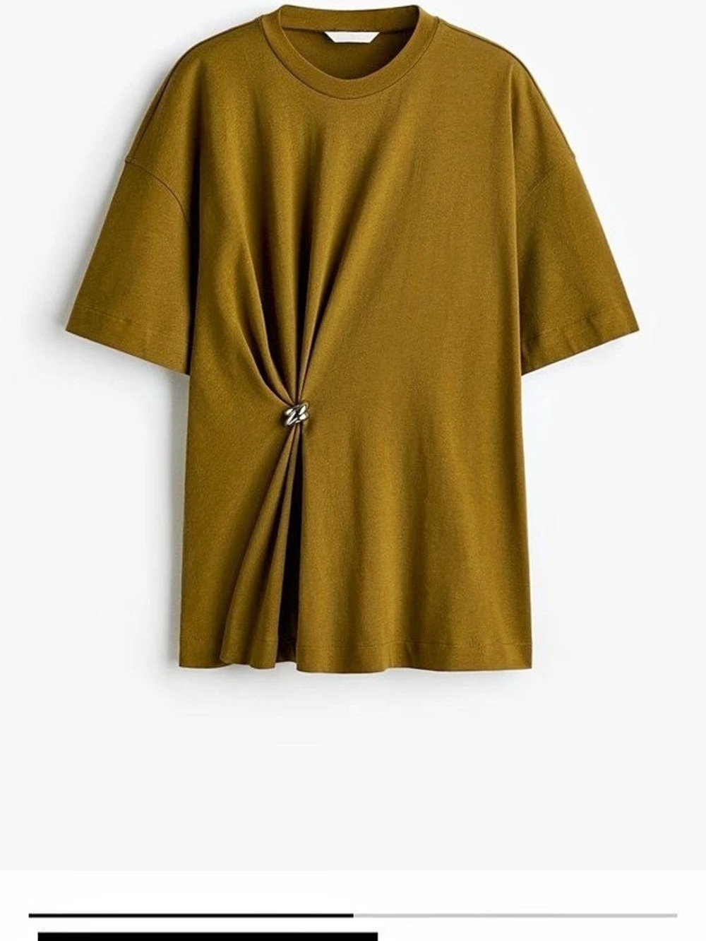 H&M Metal-detail Oversized Baggy T-shirt Olive Green Short Sleeve Size Medium